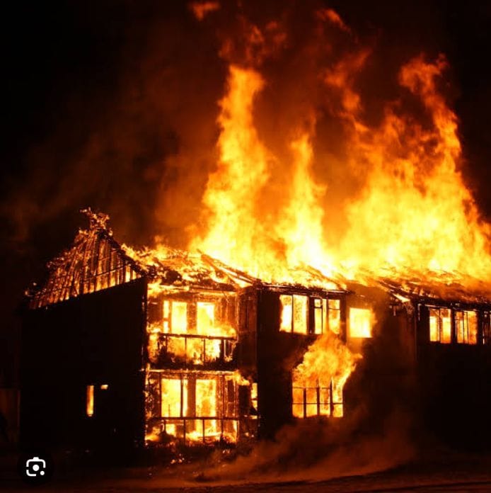 File image of a house on fire